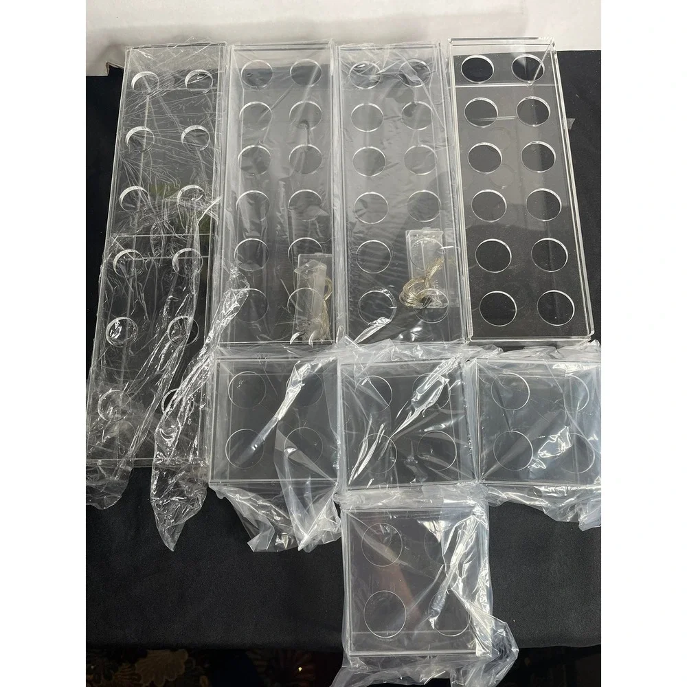 8pc Clear Acrylic Floral Display Boxes with‎ LED Fairy Lights Centerpiece Risers